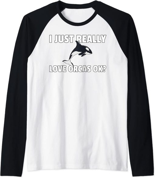 Orca Whale Save The Killer Whale Raglan Baseball Tee