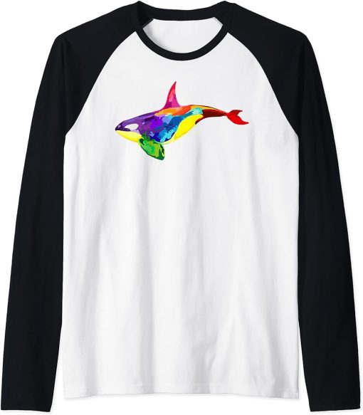 Killer Whale Lover Gifts Womens Orca Killer whales Mens Raglan Baseball Tee