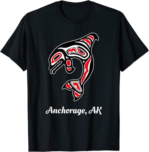 Native American Anchorage AK Red Orca Killer Whale T-Shirt