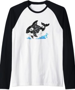 Cute Baby Orca Whale Sea Animal Cool Ocean Orcas Men Women Raglan Baseball Tee