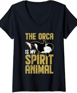 Womens The Orca Is My Spirit Animal Orca V-Neck T-Shirt