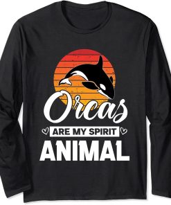 Retro, Orcas Are My Spirit Animal Funny Orca Whale quote Long Sleeve T-Shirt