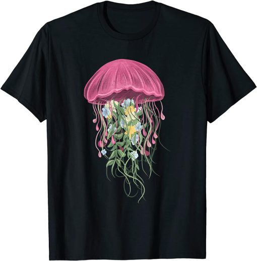 Jellyfish Floral - Hawaiian Ocean Animal Scuba Diving Gift T-Shirt